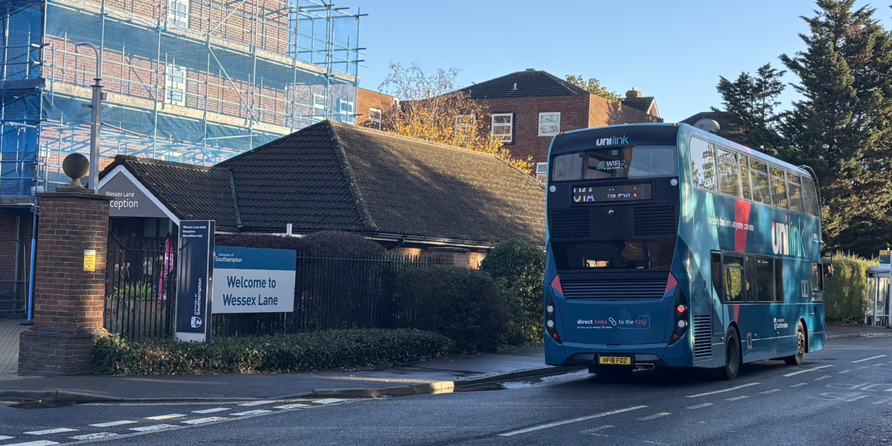 U1A bus outside Wessex Lane Halls