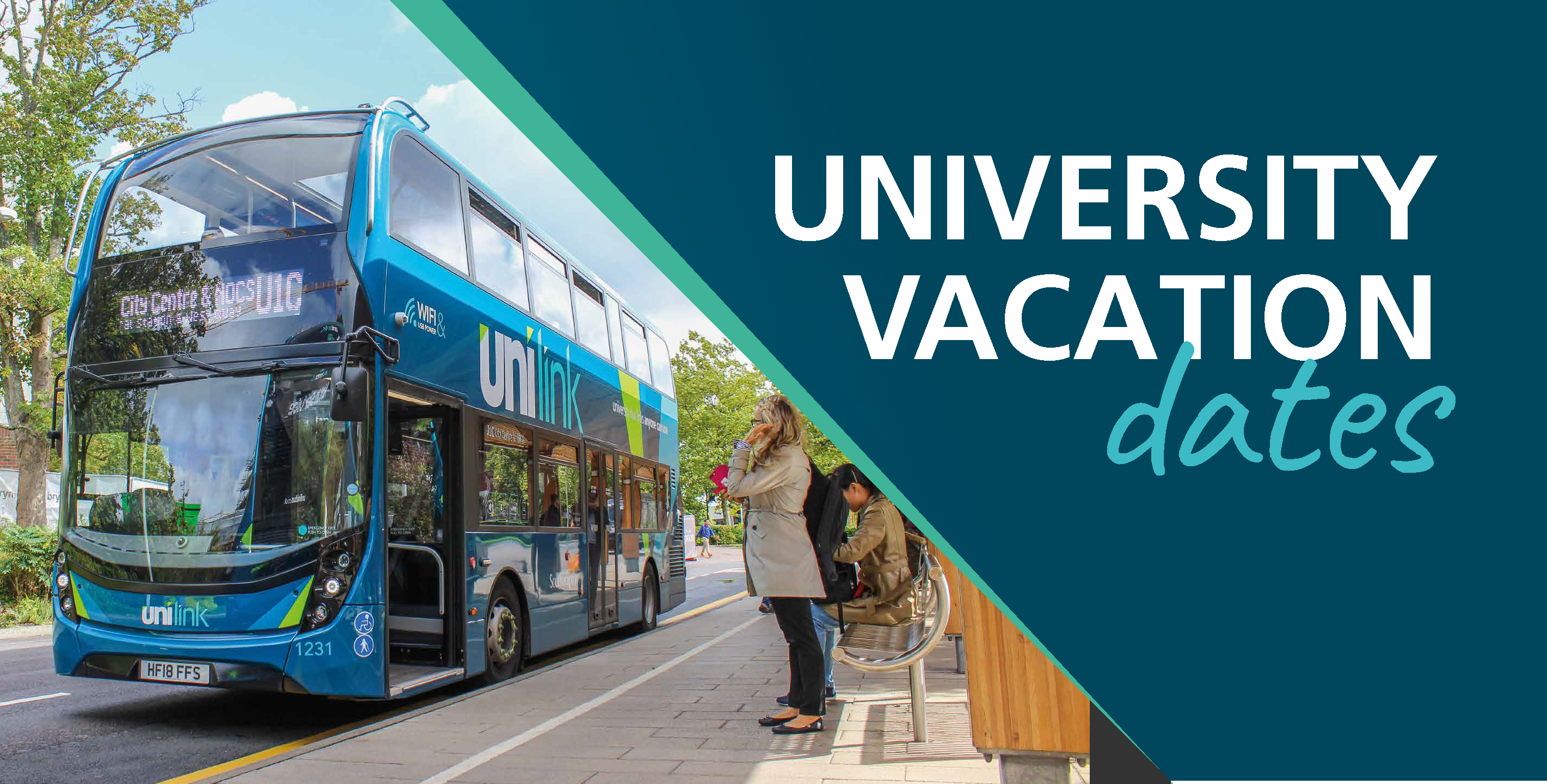 A promotional image for university term and vacation dates
