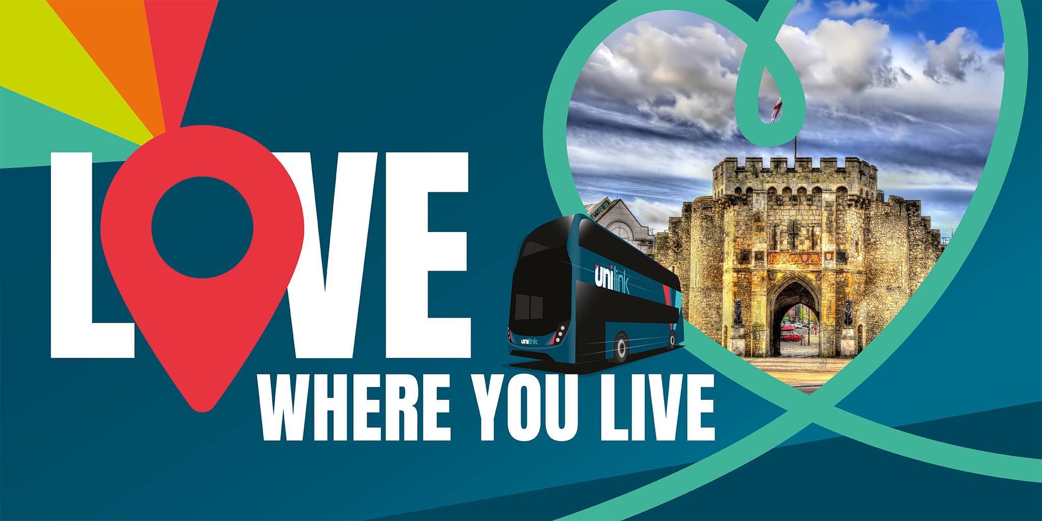 Love Where You Live image of a Unilink bus and the Bargate